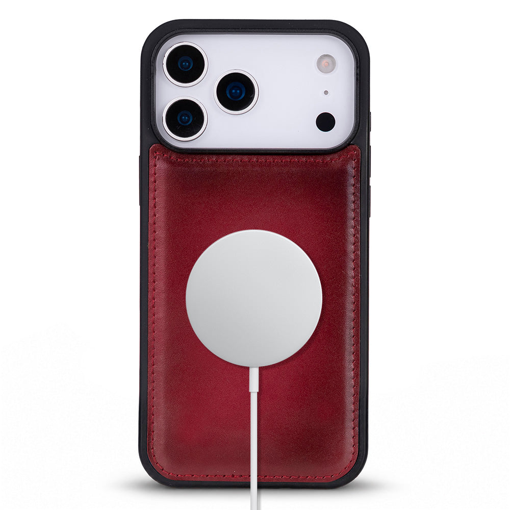 Bloomcase Mono Crimson Flame Apple Iphone 17 Pro (6.3") Hakiki Deri Magsafe Kılıf