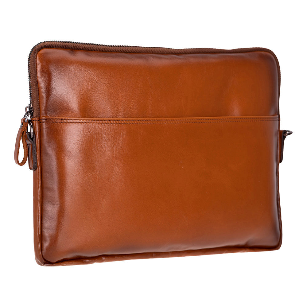 Bloomsleeve Leeds 14" Golden Tan Hakiki Deri Laptop & Tablet Askılı Kılıfı