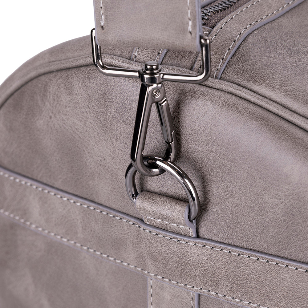 Bloomvoyage Ash Gray Hakiki Deri Duffle Çanta - Kadın Seyahat & Hafta Sonu Çantası