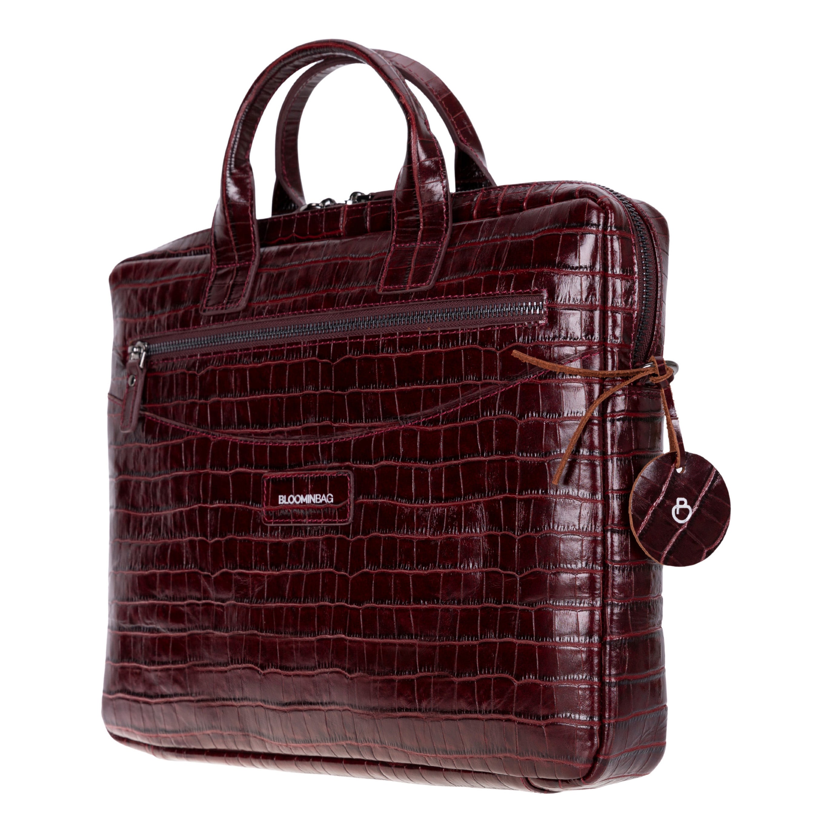 Burgundy Croco Hakiki Deri 13-14 Inç Macbook/Laptop Çantası