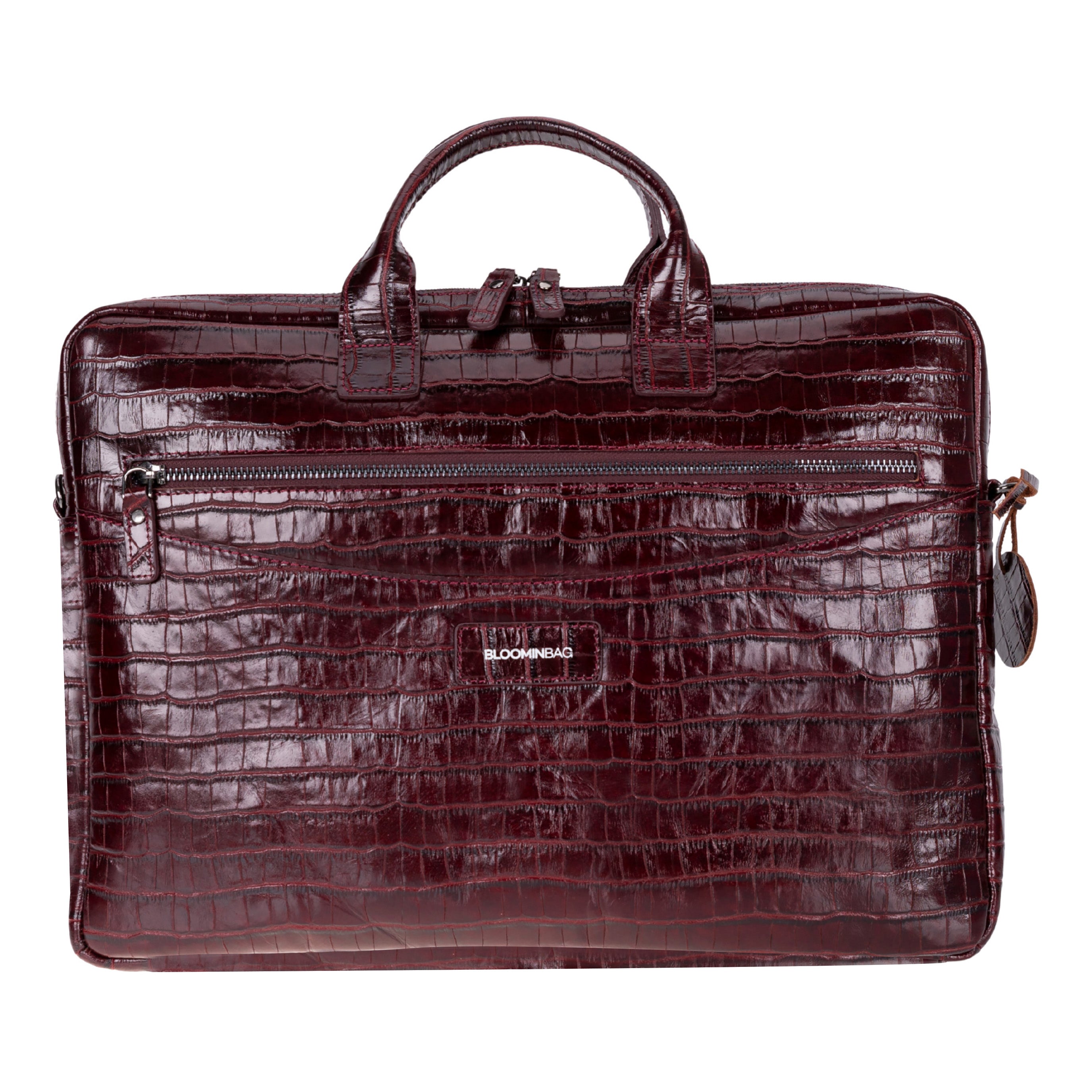 Burgundy Croco Hakiki Deri 15-16 Inç Macbook/Laptop Çantası