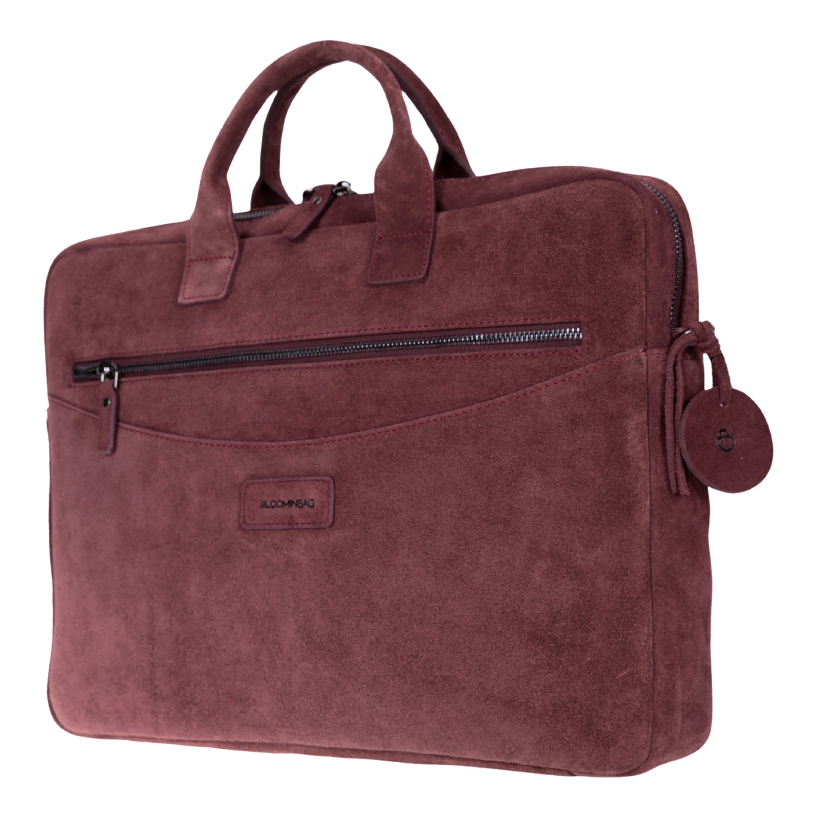 Burgundy Still Hakiki Süet Deri 15-16 Inç Macbook/Laptop Çantası