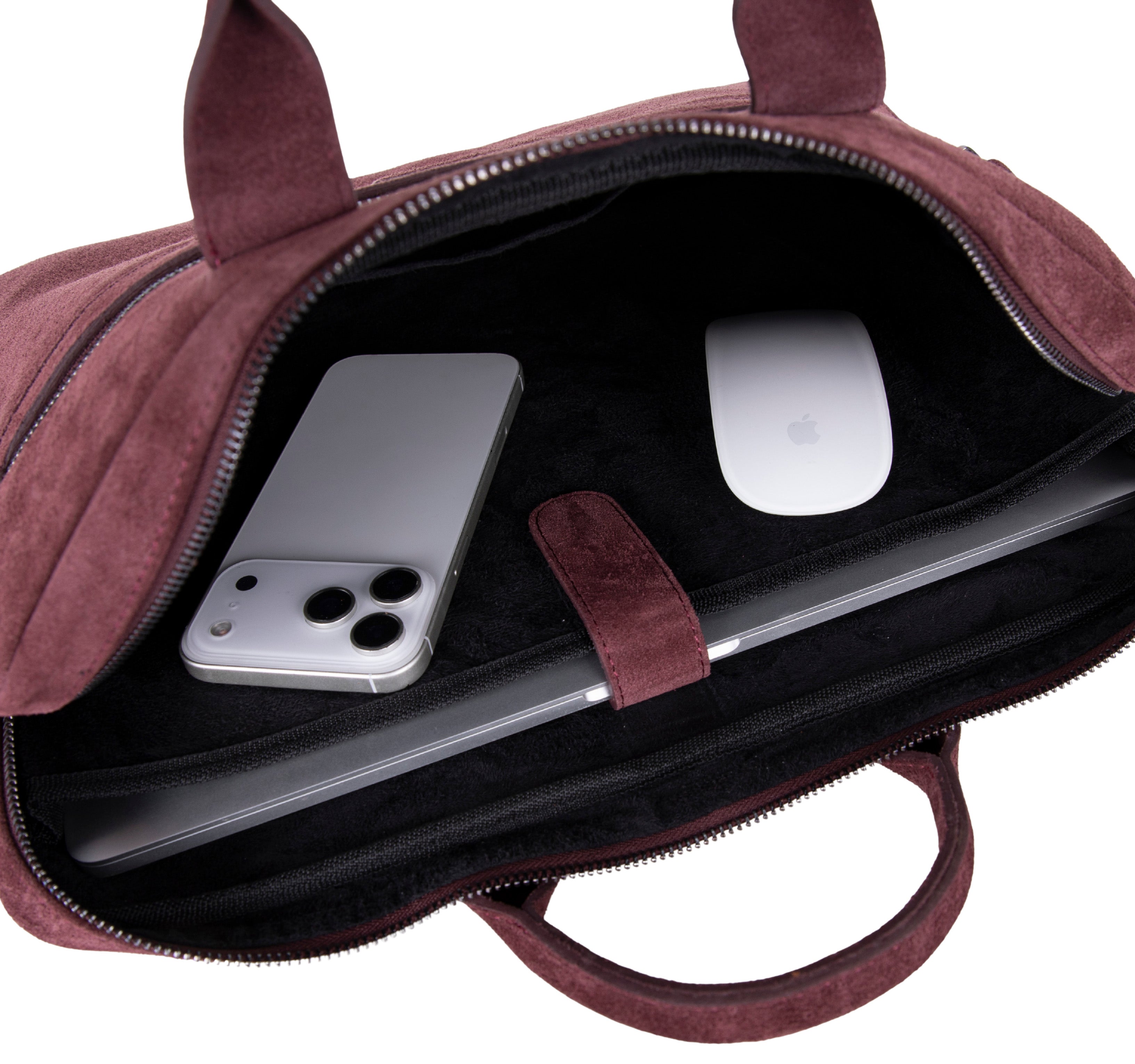 Burgundy Still Hakiki Süet Deri 15-16 Inç Macbook/Laptop Çantası