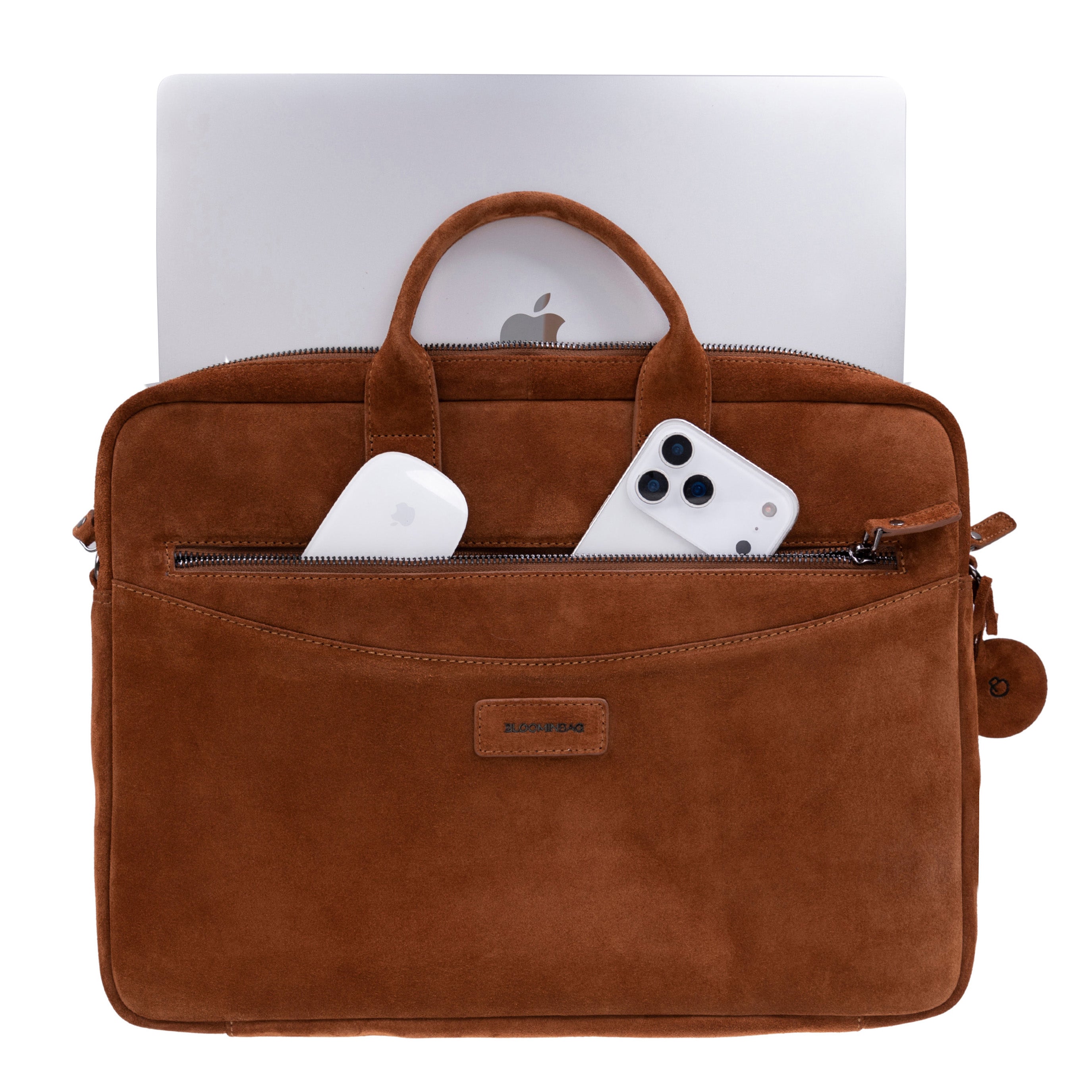 Camel Still Hakiki Süet Deri 15-16 Inç Macbook/Laptop Çantas