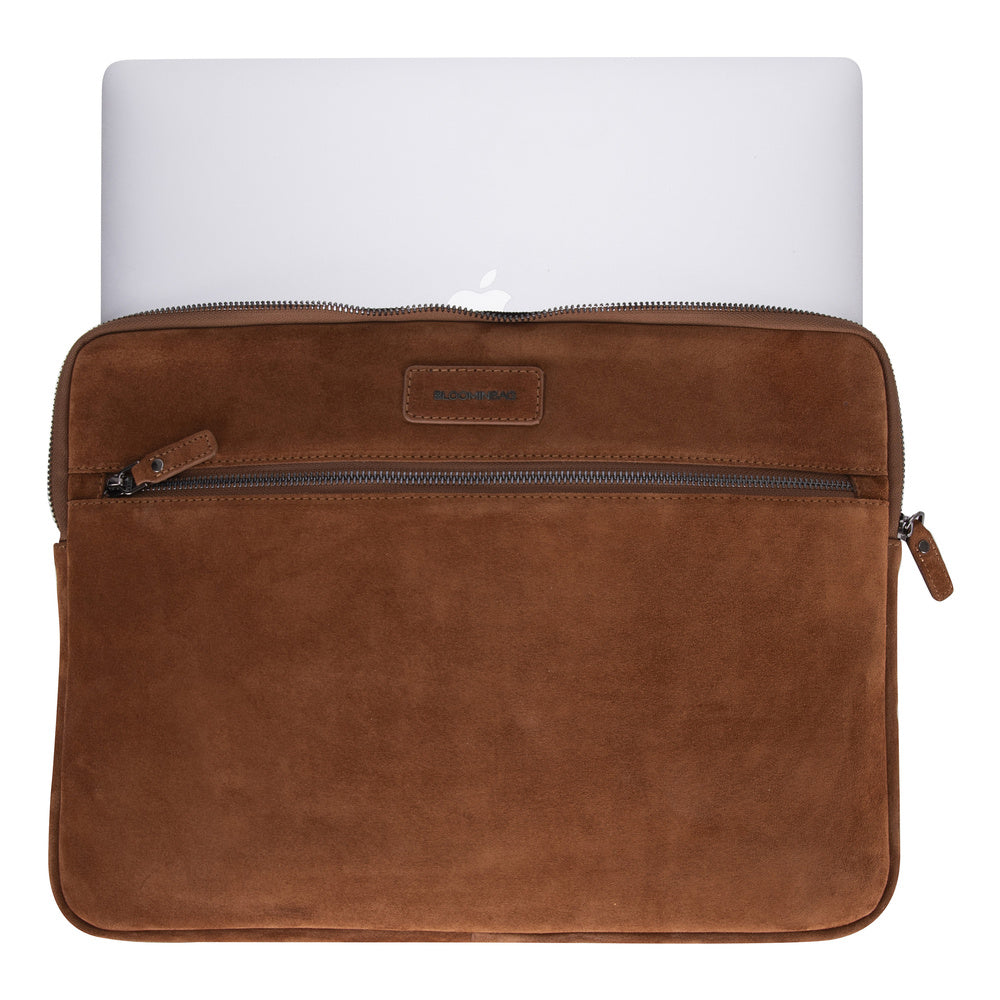 Camel Still Hakiki Süet Deri 15-16 Inç Macbook/Laptop Kılıfı