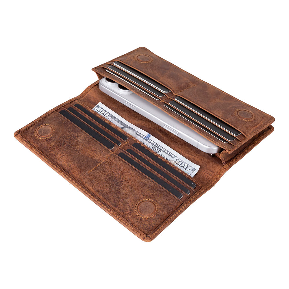 Bloominbag-Celestina Saddle Brown Hakiki Deri Telefon Bölmeli Cüzdan-2-Milagron.com