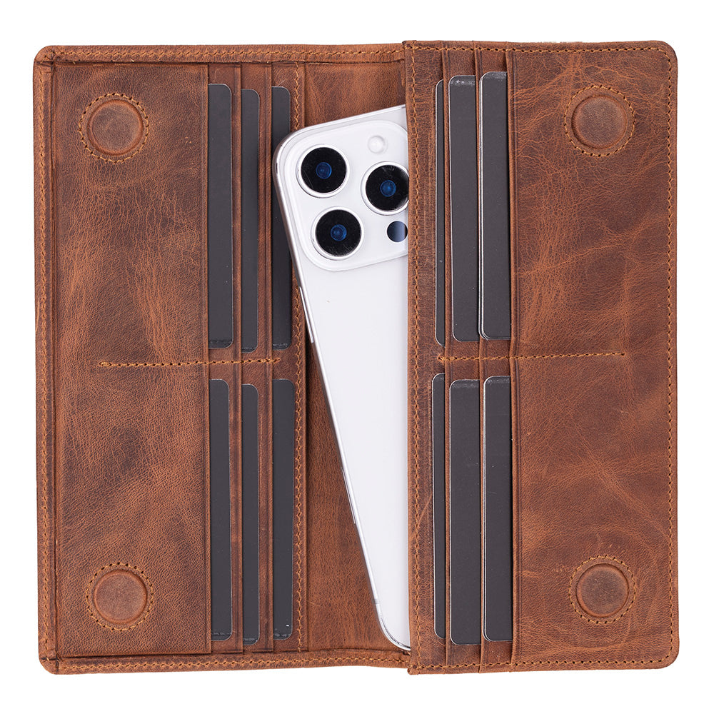 Bloominbag-Celestina Saddle Brown Hakiki Deri Telefon Bölmeli Cüzdan-5-Milagron.com