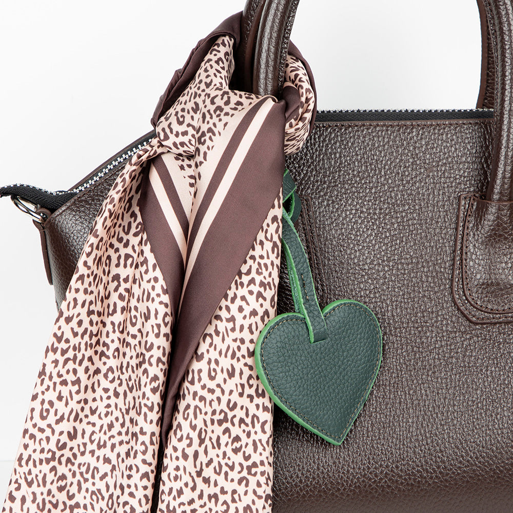 Cuore Moss Olive Hakiki Deri Çanta Charm