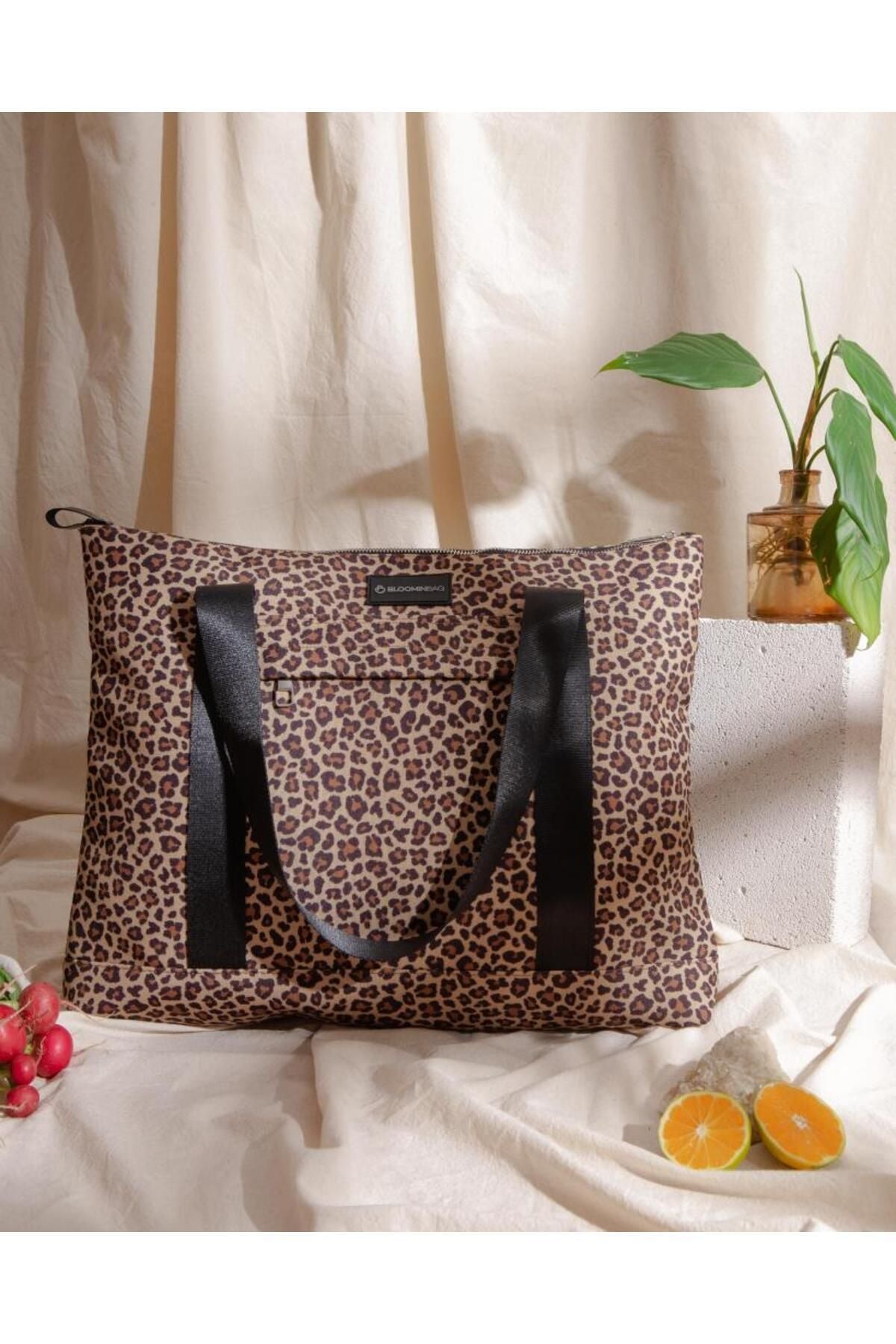 Bloominbag-Earthy Leopard Omuz çantası / Tote Bag-4-Milagron.com