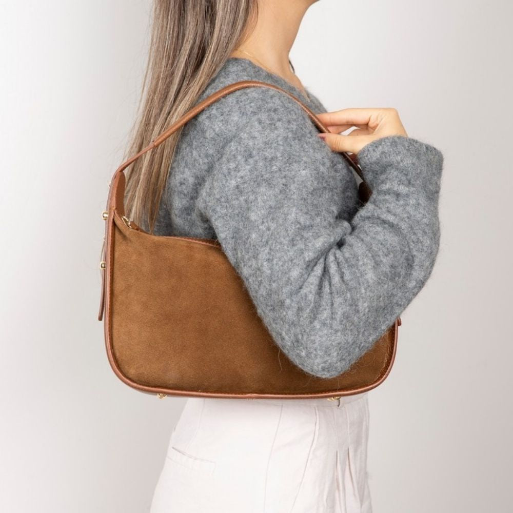 Bloominbag-Elara Saddle Süet & Hakiki Deri Kadın Omuz çantası – Premium Kadın Tote Bag-4-Milagron.com