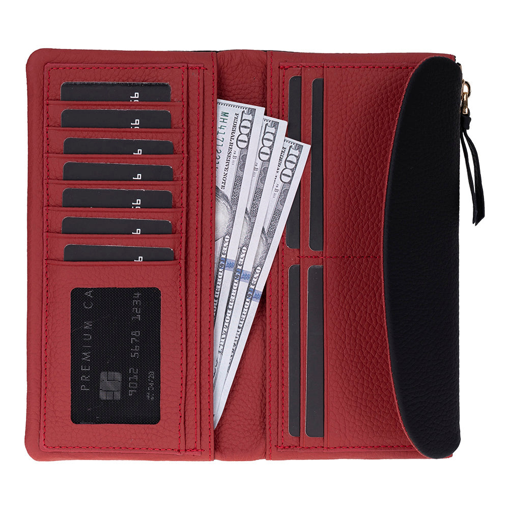 Élia Double Band Noir Black-Red Large Deri Kadın Cüzdan & Clutch
