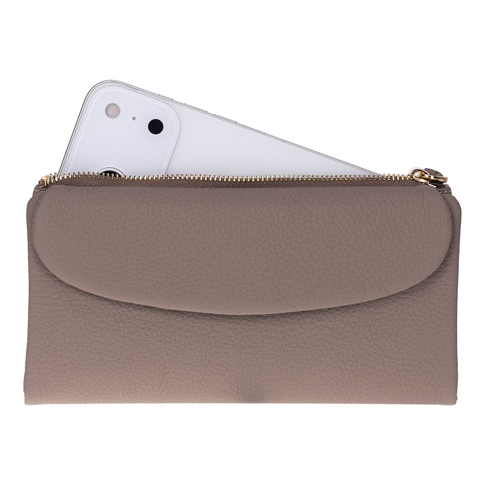 Élia Mink Taupe Large Deri Kadın Cüzdan & Clutch