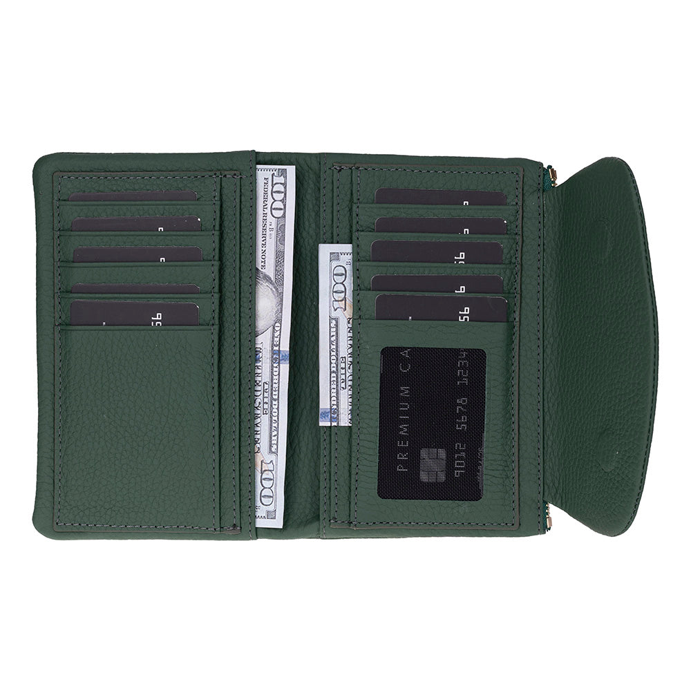 Élia Soft Olive Medium Deri Kadın Cüzdan & Clutch