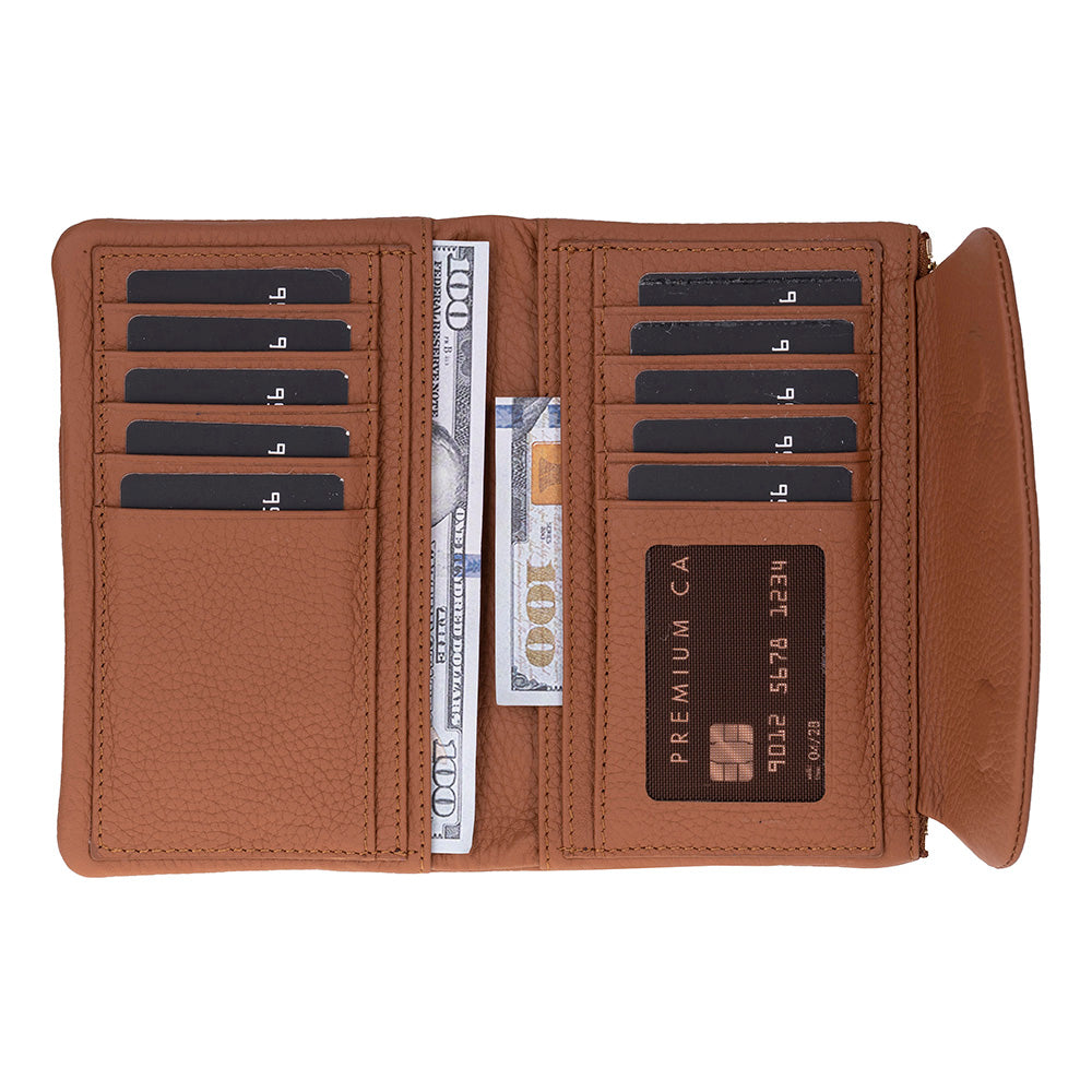 Élia Warm Tan Medium Deri Kadın Cüzdan & Clutch