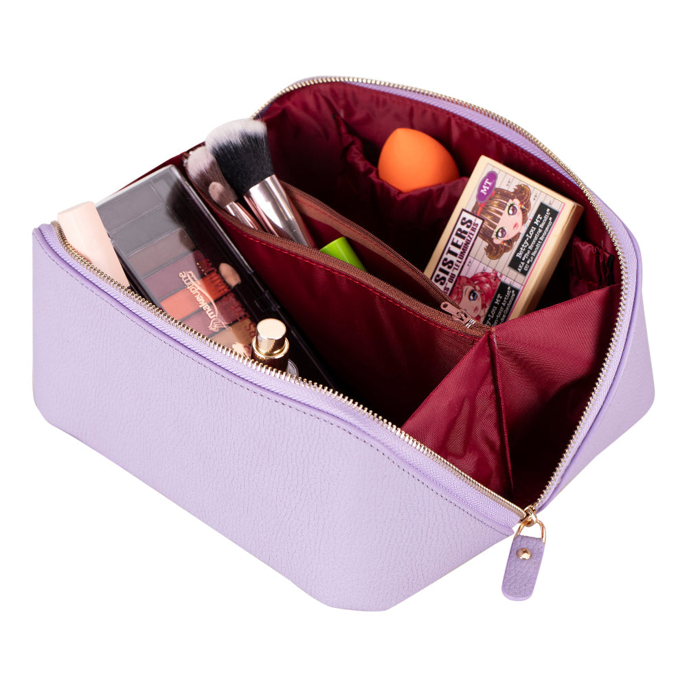 Bloominbag-Ella Lilac Dusk Bloom Deri Seyahat Ve Makyaj çantası-4-Milagron.com