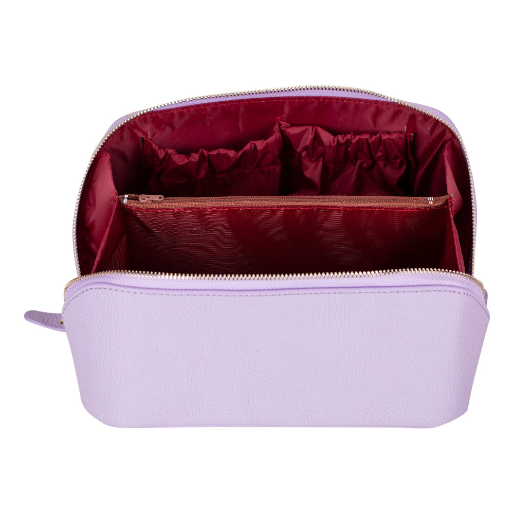 Bloominbag-Ella Lilac Dusk Bloom Deri Seyahat Ve Makyaj çantası-5-Milagron.com