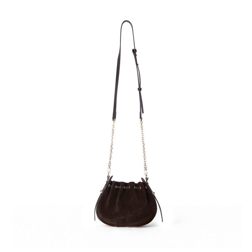 Bloominbag-Haze Soft Süet Kahverengi Büzgülü Kadın Omuz çantası – Umber Brown Drawstring Bag-3-Milagron.com