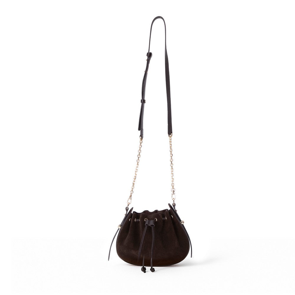 Bloominbag-Haze Soft Süet Kahverengi Büzgülü Kadın Omuz çantası – Umber Brown Drawstring Bag-4-Milagron.com