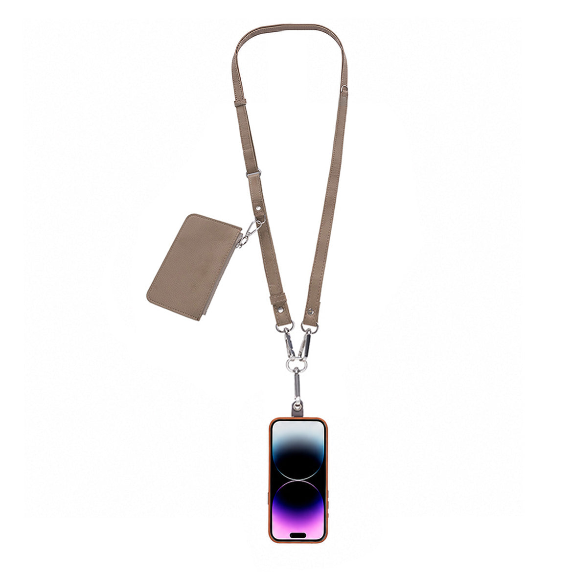 Léona Mink Taupe Telefon Askısı Ve Kartlıklı Cüzdan Seti