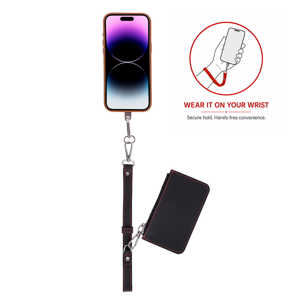 Léona Noir Black Telefon Askısı Ve Kartlıklı Cüzdan Seti