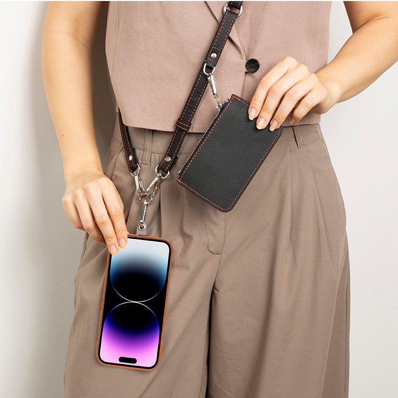 Léona Noir Black Telefon Askısı Ve Kartlıklı Cüzdan Seti