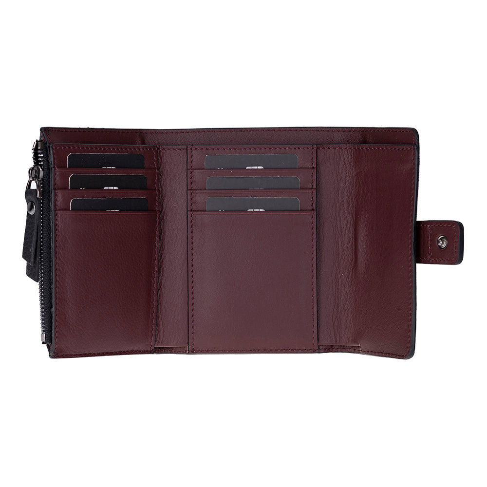Bloominbag-Liora Color Band Deri Kadın Cüzdan – Siyah & Bordeaux-2-Milagron.com