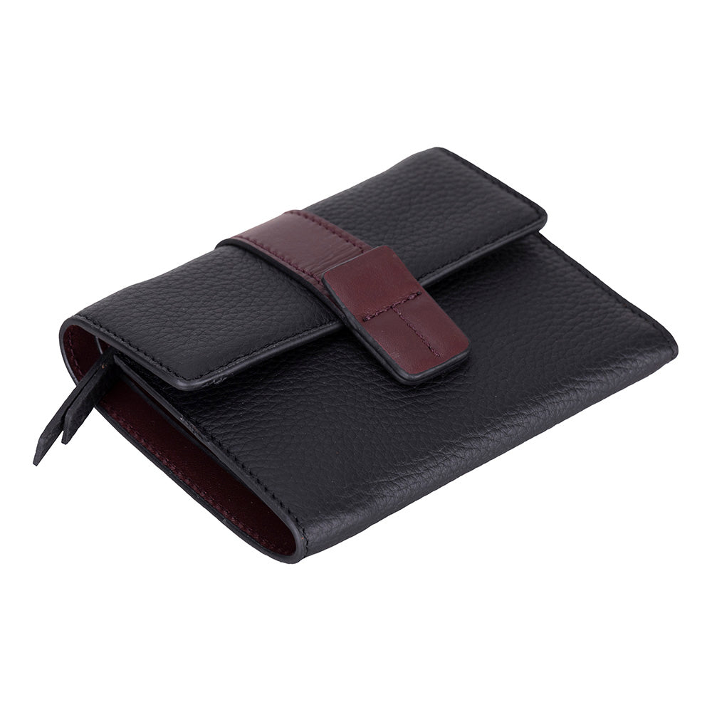 Bloominbag-Liora Color Band Deri Kadın Cüzdan – Siyah & Bordeaux-4-Milagron.com