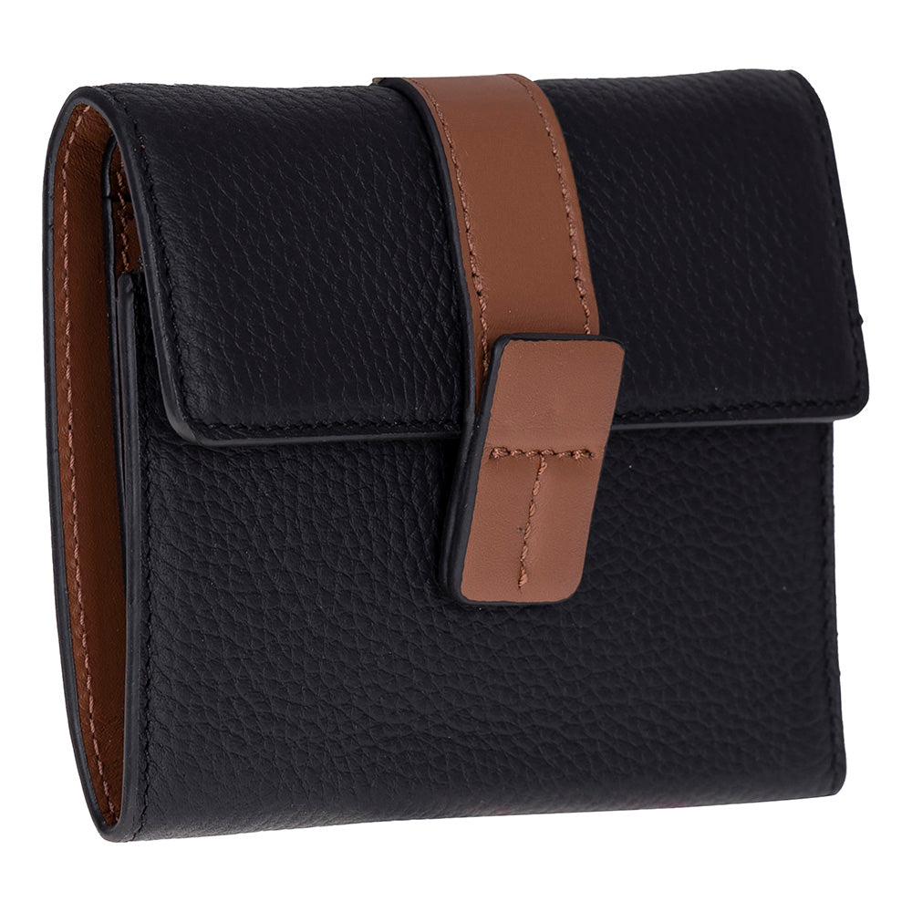 Bloominbag-Liora Color Band Deri Kadın Cüzdan – Siyah & Karamel-1-Milagron.com