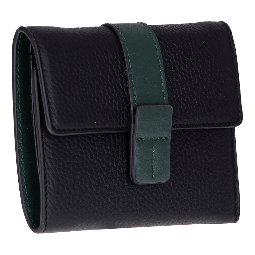 Bloominbag-Liora Color Band Deri Kadın Cüzdan – Siyah & Zümrüt Yeşili-1-Milagron.com