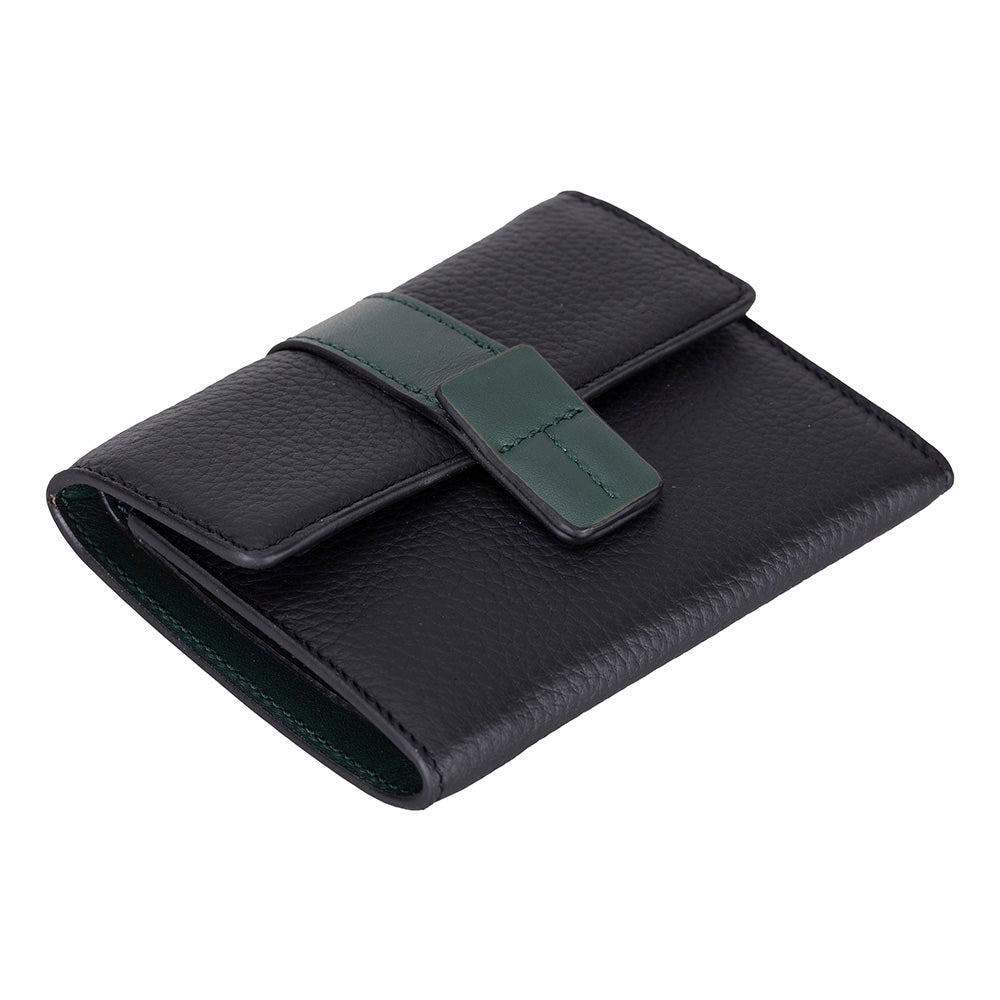 Bloominbag-Liora Color Band Deri Kadın Cüzdan – Siyah & Zümrüt Yeşili-4-Milagron.com