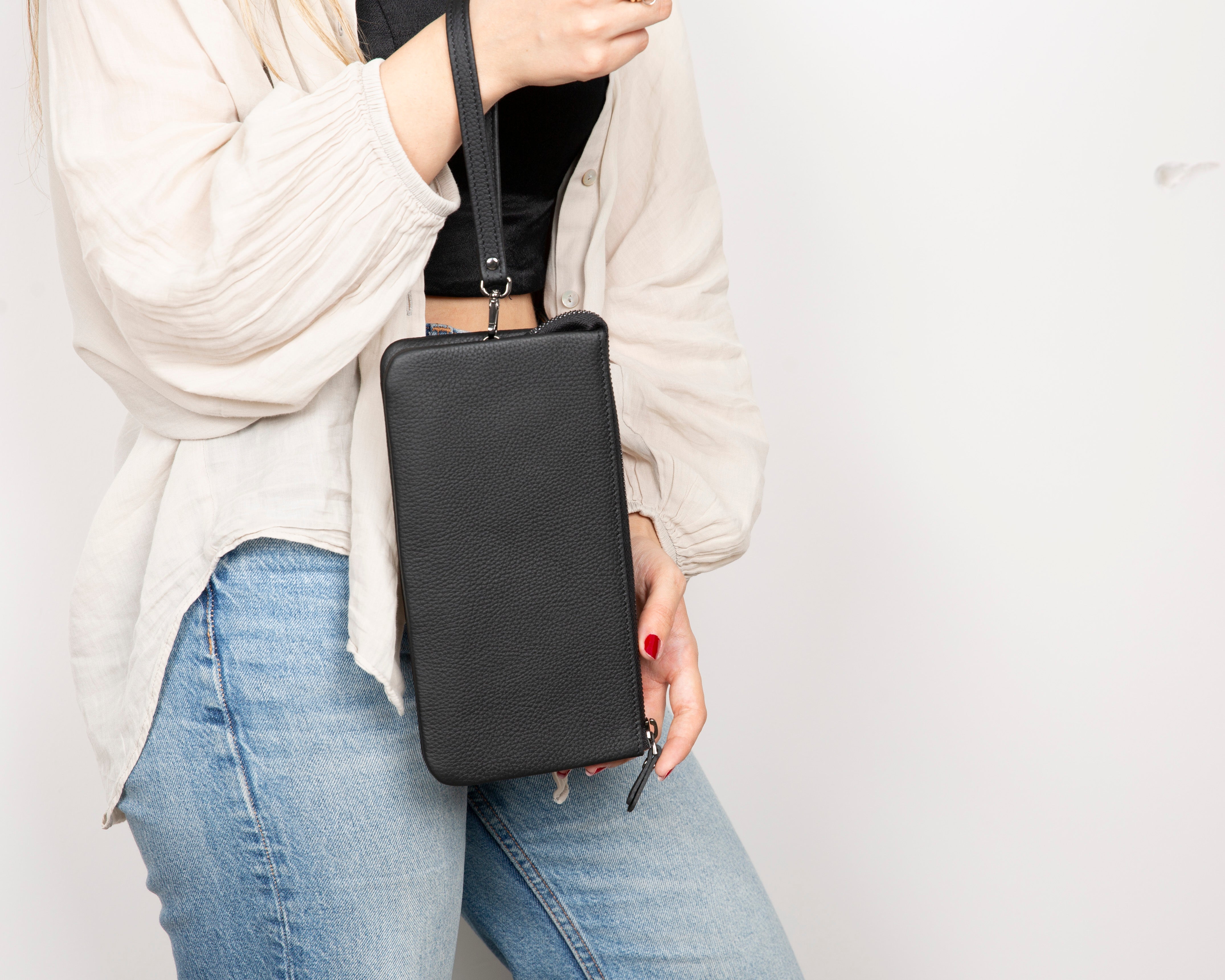 Bloominbag-Majeste Black Elegance Curated Deri Clutch Bag-3-Milagron.com