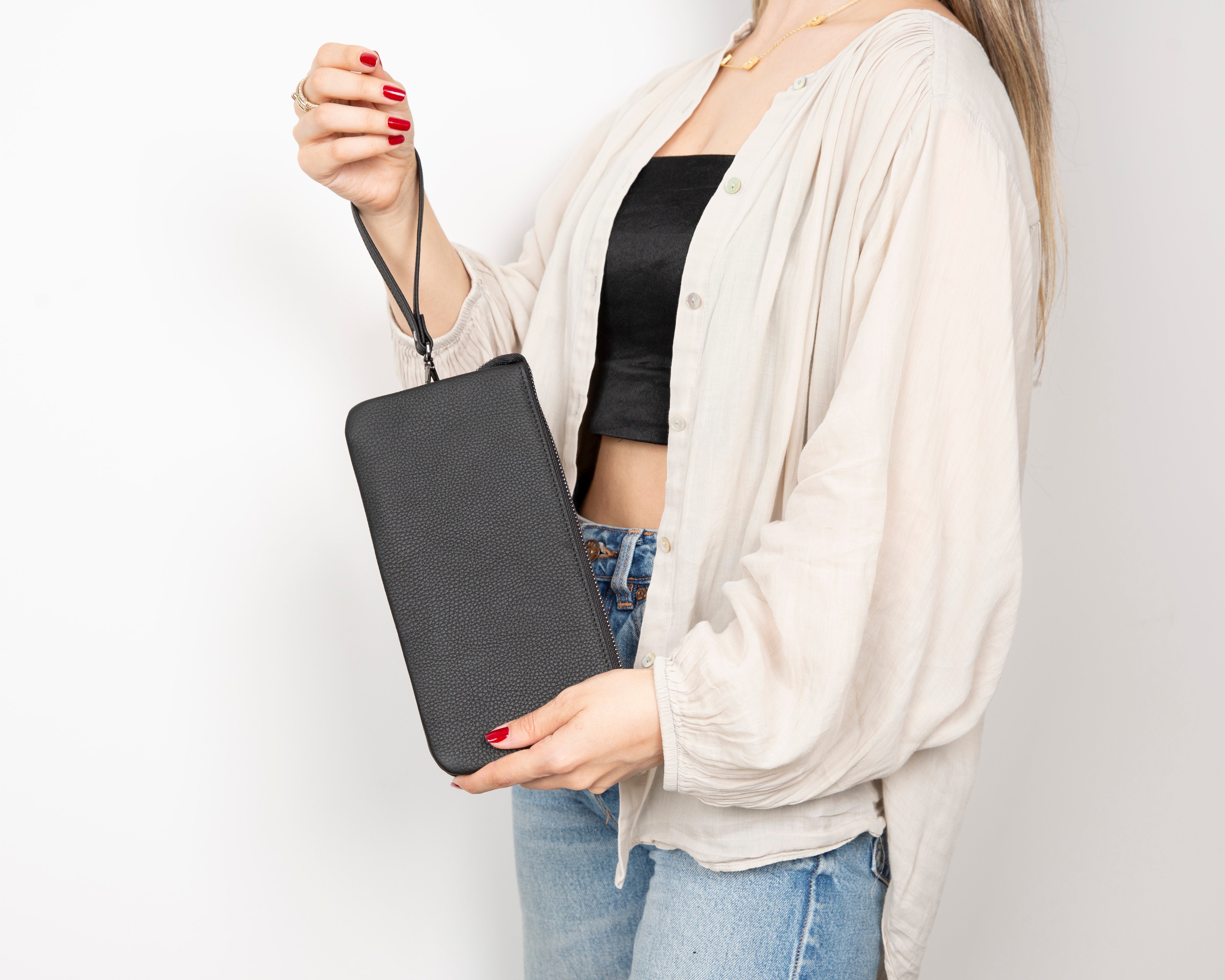 Bloominbag-Majeste Black Elegance Curated Deri Clutch Bag-5-Milagron.com