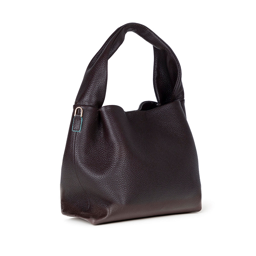 Bloominbag-Marella Soft City Espresso Brown Leather Shoulder Bag / Deri Omuz Çantası-2-Milagron.com