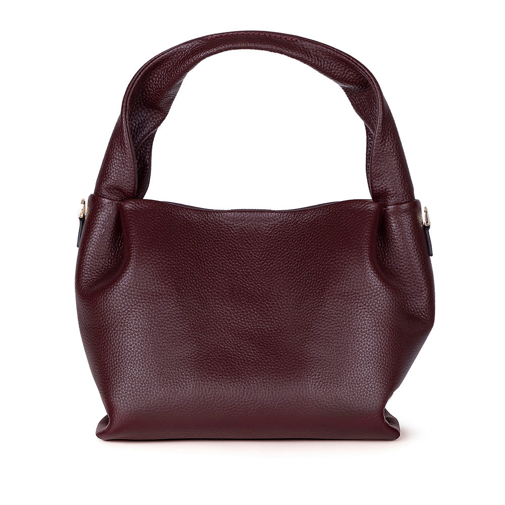 Bloominbag-Marella Soft City Merlot Burgundy Leather Shoulder Bag / Deri Omuz Çantası-1-Milagron.com