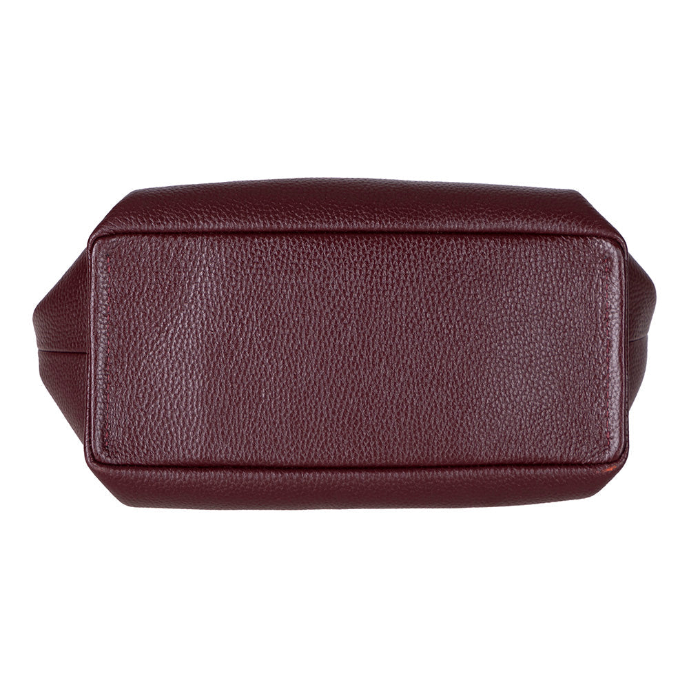 Bloominbag-Marella Soft City Merlot Burgundy Leather Shoulder Bag / Deri Omuz Çantası-4-Milagron.com