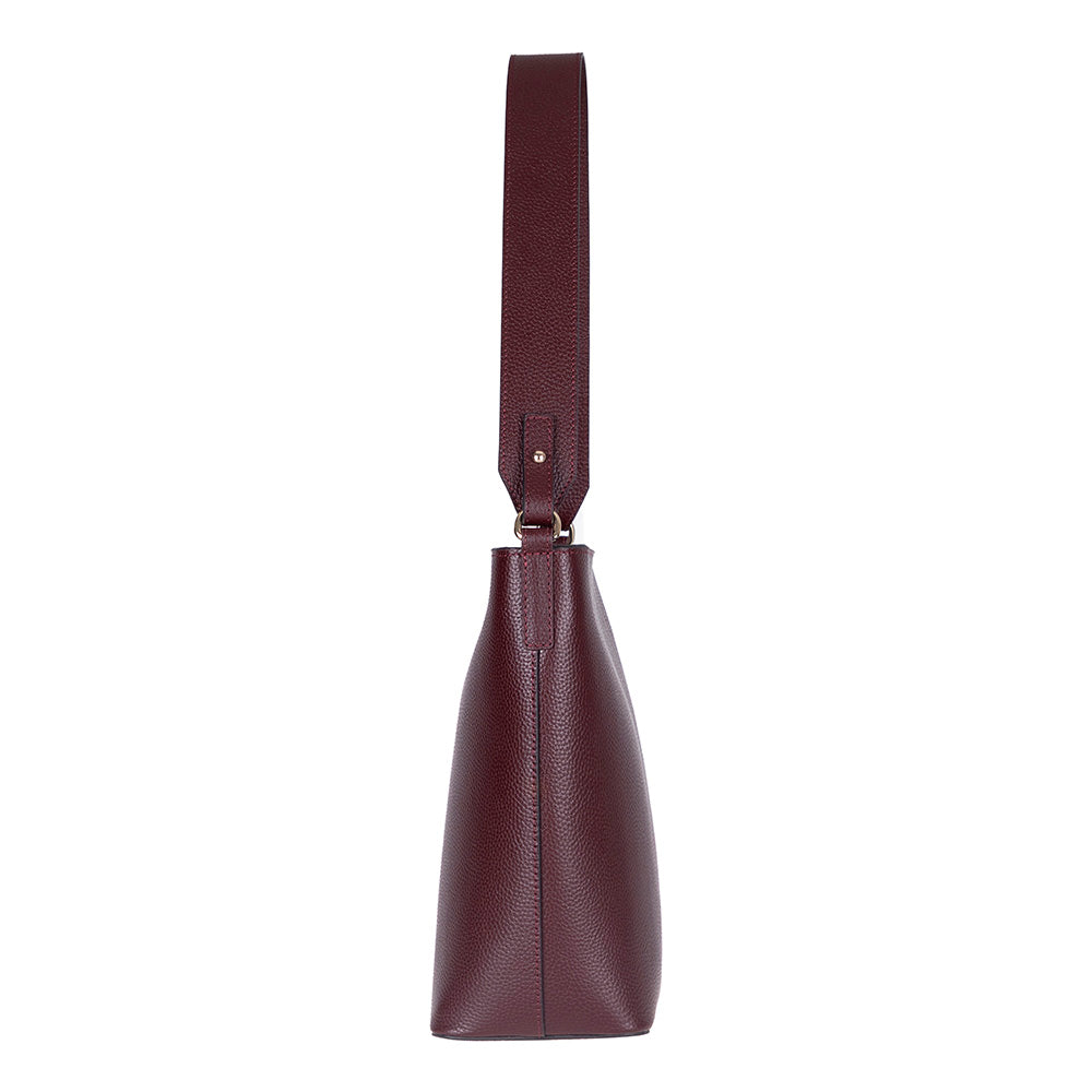 Bloominbag-Milano Zip Tote – Oxblood Burgundy Hakiki Deri Askılı Kadın Omuz çantası-Omuz Çantası-3-Milagron.com