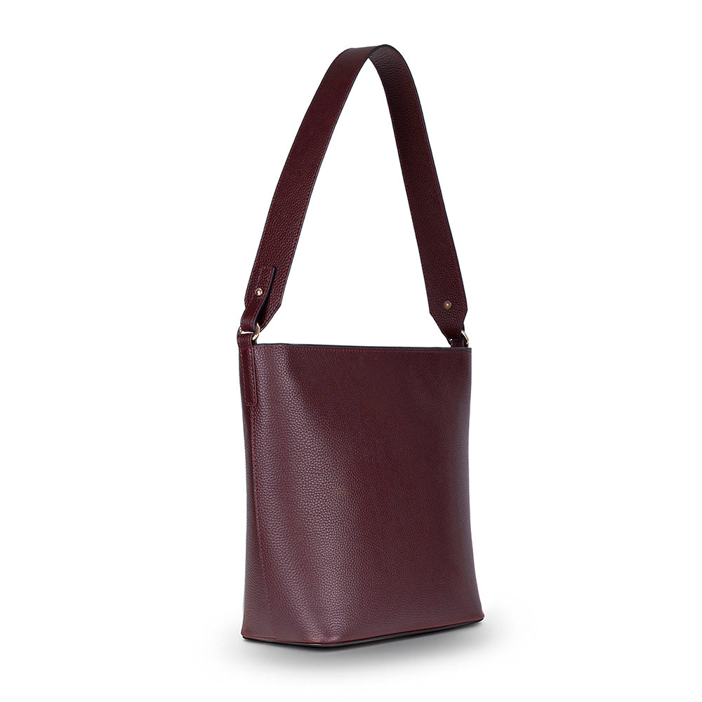 Bloominbag-Milano Zip Tote – Oxblood Burgundy Hakiki Deri Askılı Kadın Omuz çantası-Omuz Çantası-4-Milagron.com
