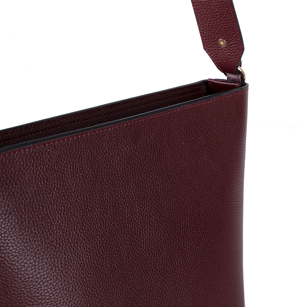 Bloominbag-Milano Zip Tote – Oxblood Burgundy Hakiki Deri Askılı Kadın Omuz çantası-Omuz Çantası-5-Milagron.com
