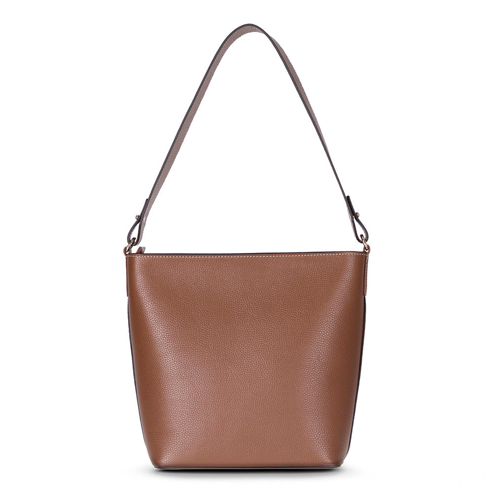 Milano Zip Tote – Warm Camel Hakiki Deri Askılı Kadın Omuz Çantası