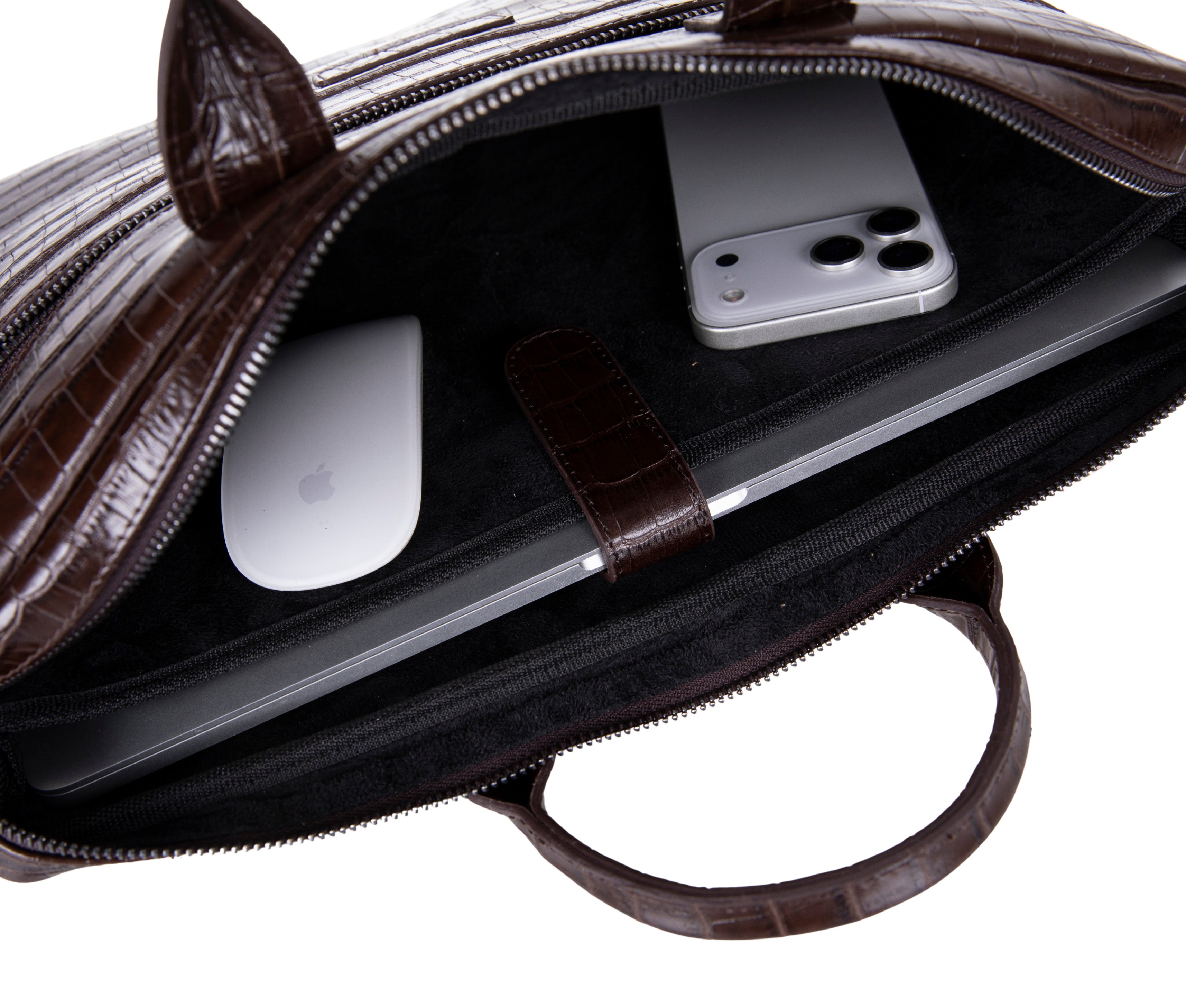 Mocha Croco Hakiki Deri 13-14 Inç Macbook/Laptop Çantası