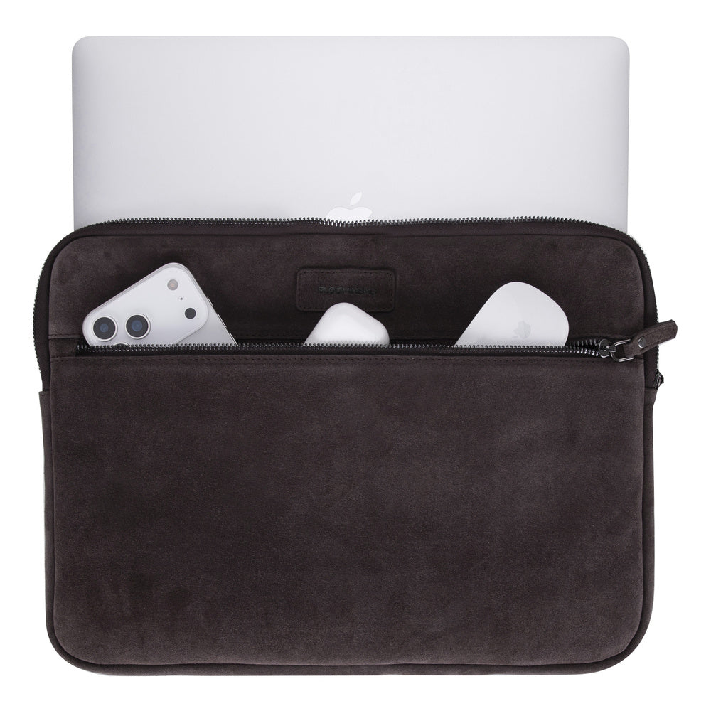 Mocha Still Hakiki Süet Deri 15-16 Inç Macbook/Laptop Kılıfı