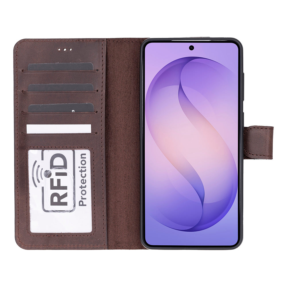 Monte Deep Brown Samsung Galaxy S26 (6.3") Hakiki Deri Çıkarılabilir Cüzdanlı Telefon Kılıfı