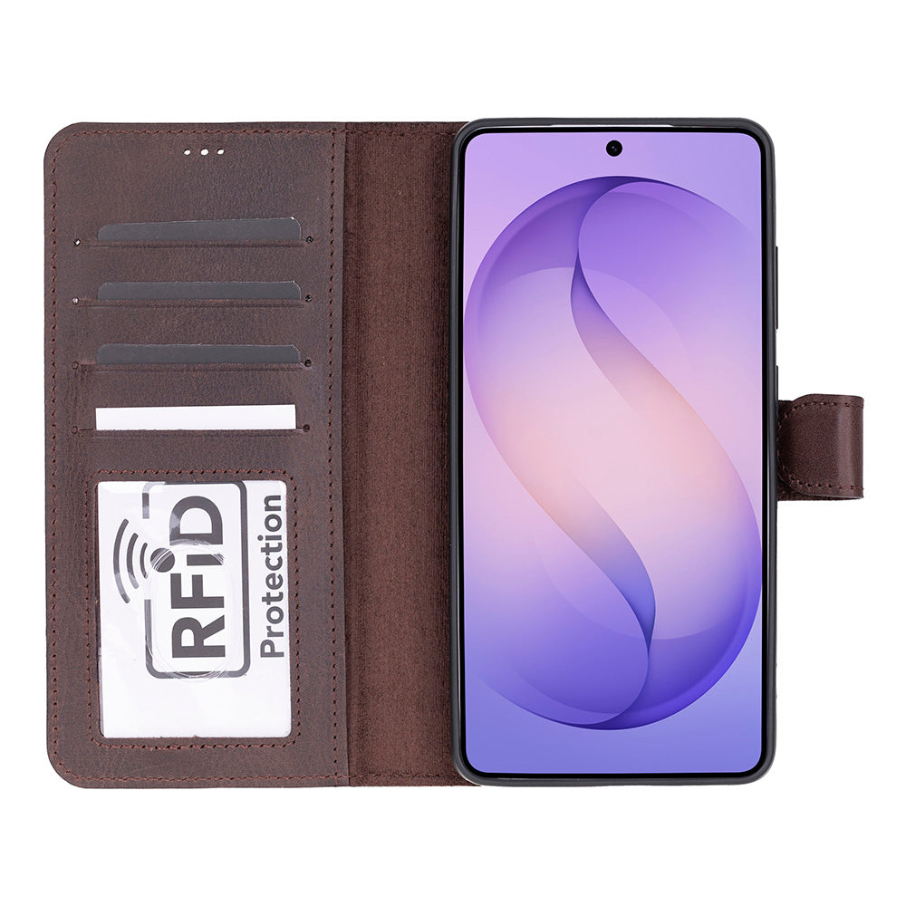 Monte Deep Brown Samsung Galaxy S26 Ultra (6.9") Hakiki Deri Çıkarılabilir Cüzdanlı Telefon Kılıfı