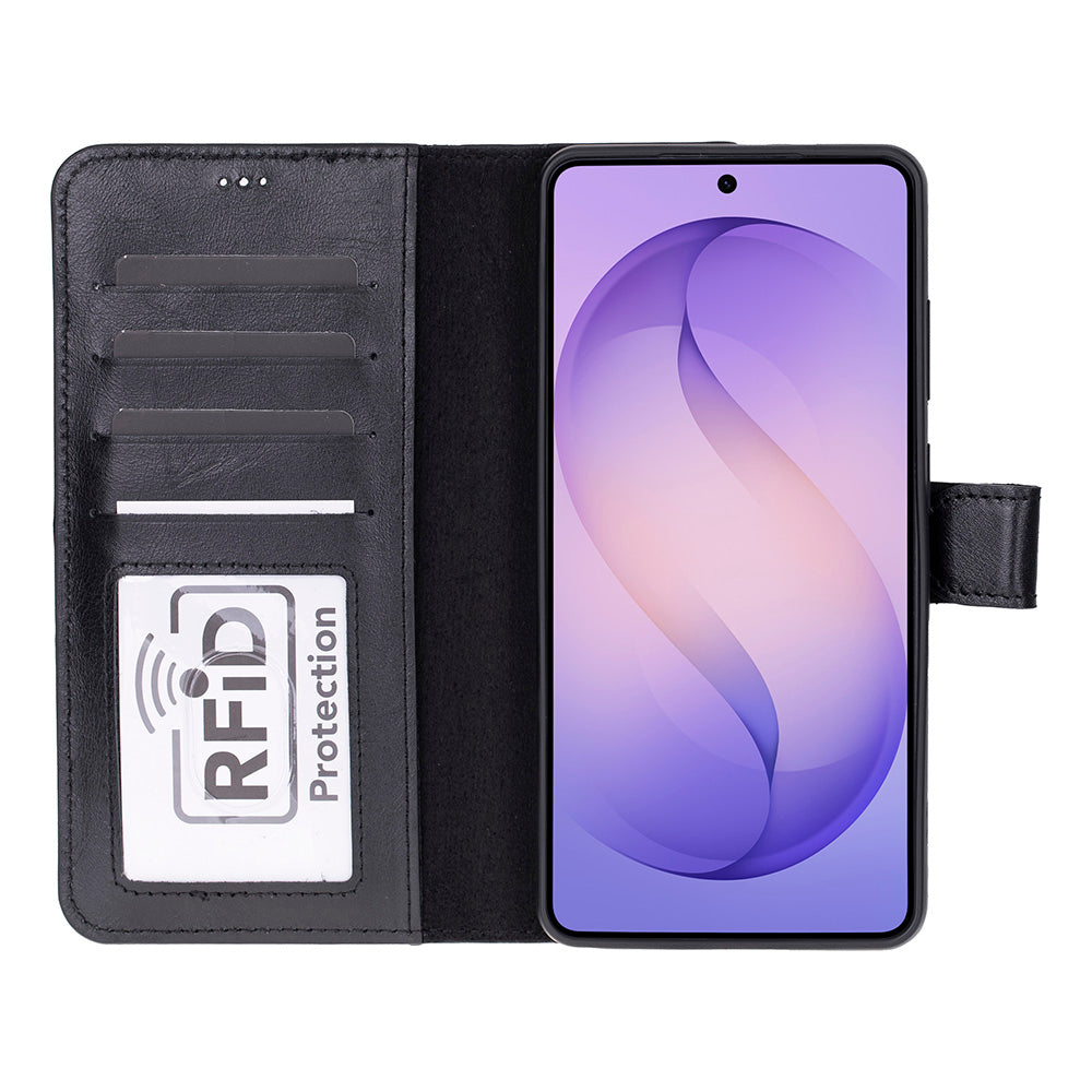 Monte Noir Black Samsung Galaxy S26 Ultra (6.9") Hakiki Deri Çıkarılabilir Cüzdanlı Telefon Kılıfı