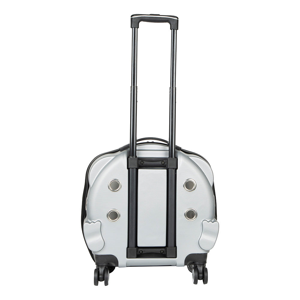 Bloominbag-Paw Buddy Clear Travel Mate– Gri Ve şeffaf Tekerlekli Lüks Evcil Hayvan Taşıma çantası-3-Milagron.com