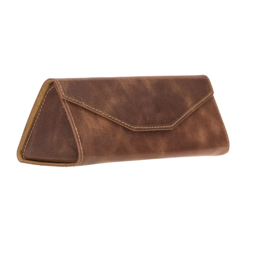 Prisma Espresso Brown Deri Gözlük Kılıfı – Mıknatıslı Üçgen Tasarım