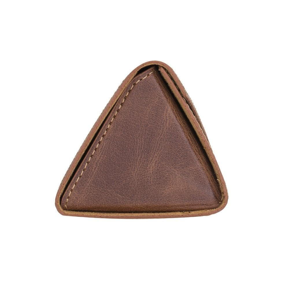 Prisma Espresso Brown Deri Gözlük Kılıfı – Mıknatıslı Üçgen Tasarım