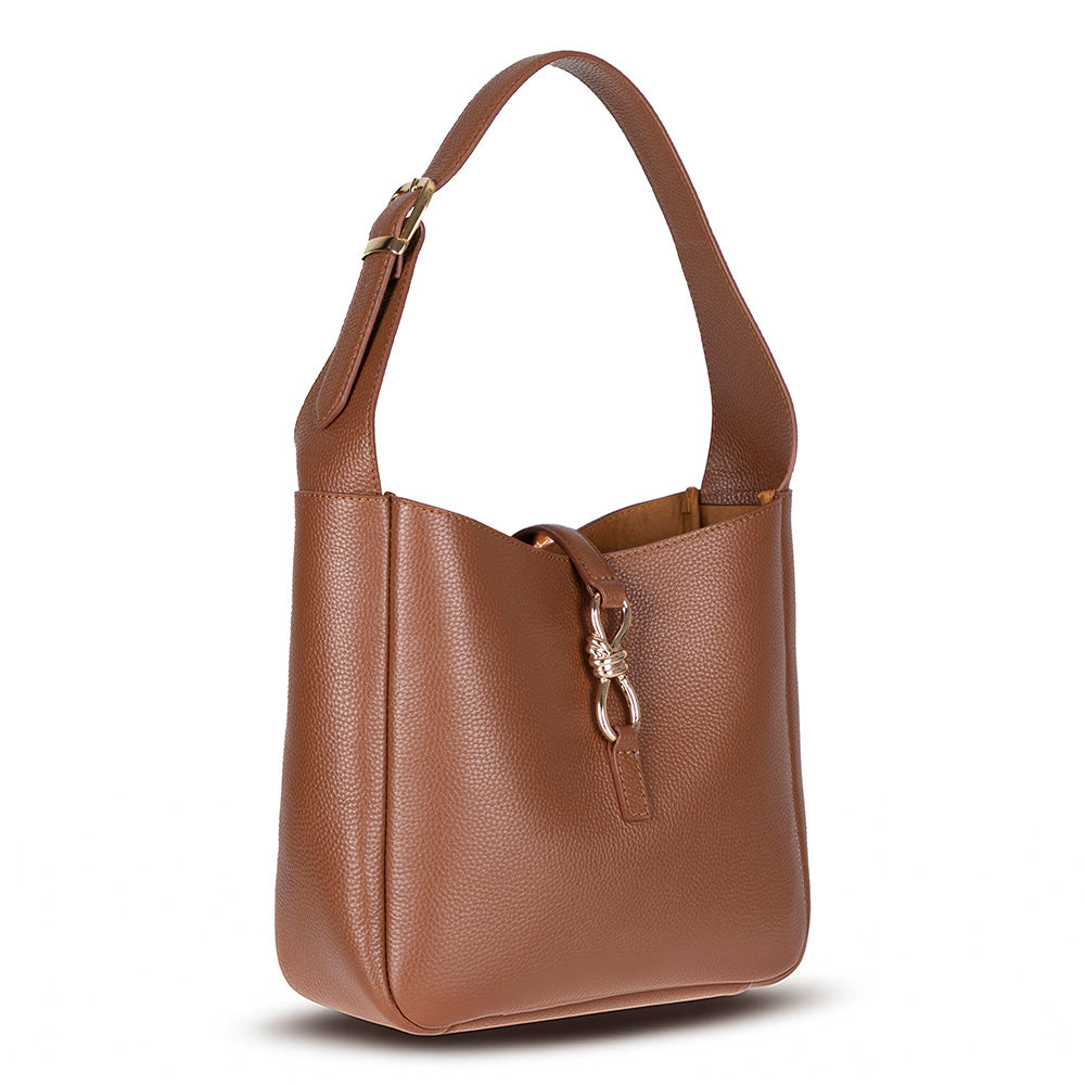 Bloominbag-Ravello Cimbrone Camel Tan Leather Shoulder Bag / Deri Omuz Çantası-3-Milagron.com