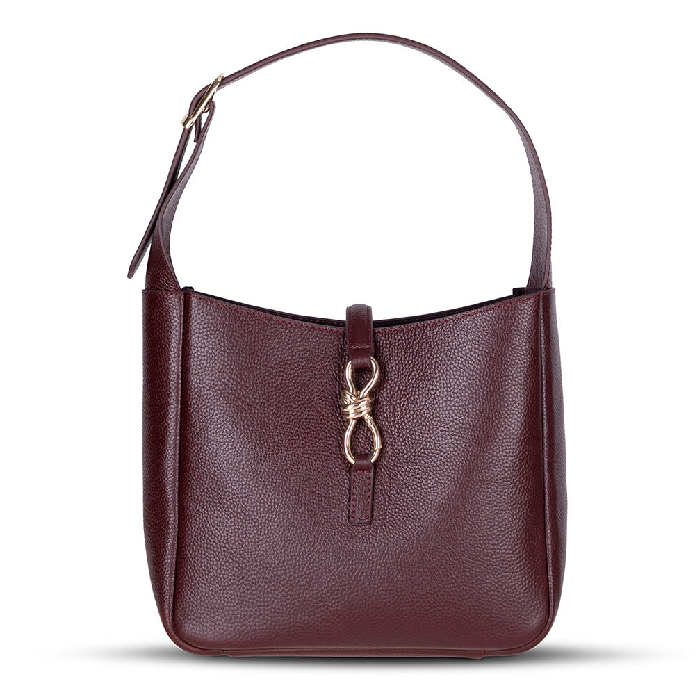 Bloominbag-Ravello Cimbrone Merlot Burgundy Leather Shoulder Bag / Deri Omuz Çantası-1-Milagron.com