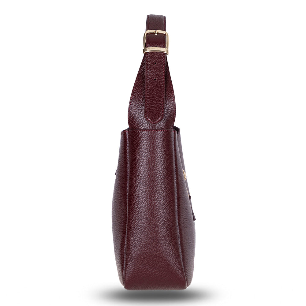 Bloominbag-Ravello Cimbrone Merlot Burgundy Leather Shoulder Bag / Deri Omuz Çantası-4-Milagron.com